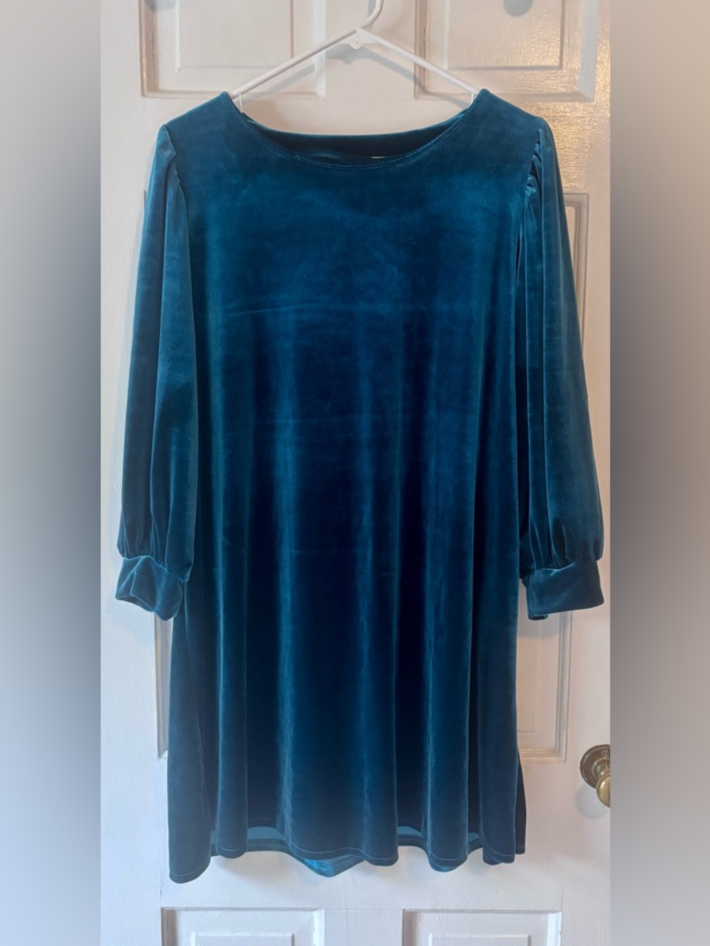 Velvet Swing Dress in Teal